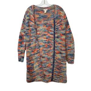 Sundance‎ Catalog Rainbow Long Alpaca Sweater Cardigan Knit Sz XS Boho Chunky